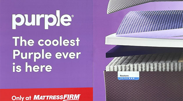 purple mattress window banner