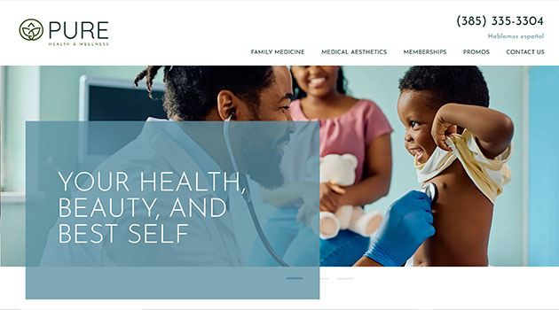 pure health services website design example