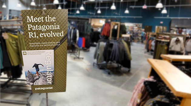 banner stand inside retail store
