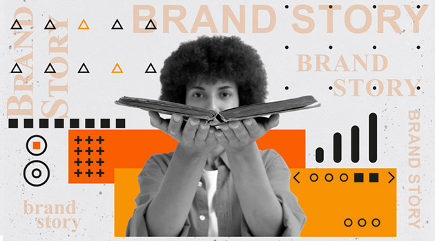 brand story image with woman holding book