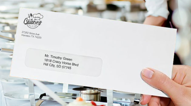 catering company envelope letterhead printed