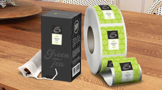 green tea box roll labels