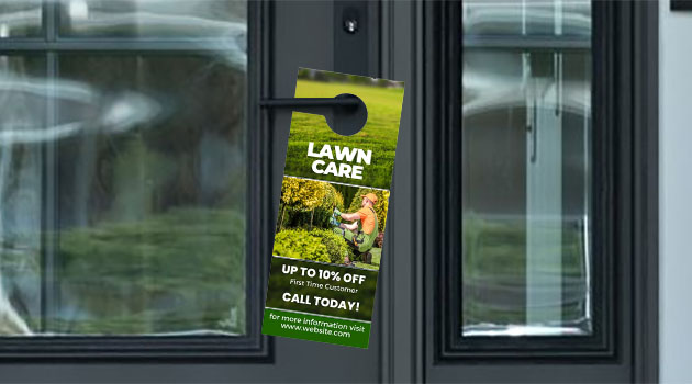 lawn care printed door hanger advertisement
