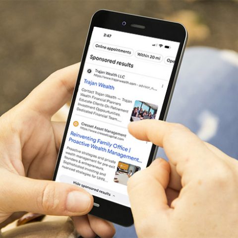 financial planner google ads on mobile phone