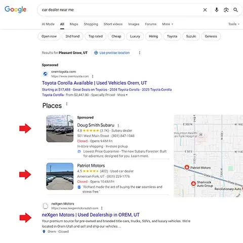 google search results