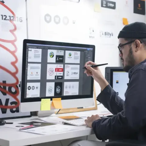 graphic designer designing on computer