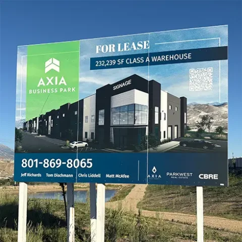 large format real estate leasing sign