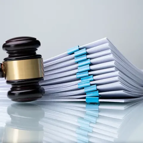 legal documents with gavel