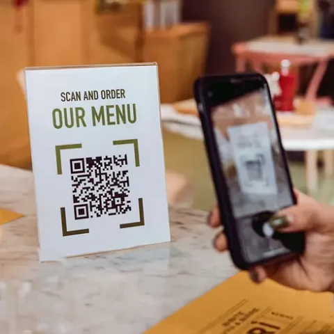 scanning qr code for restaurant menu